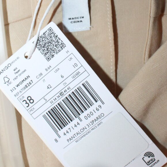 MNG by Mango NWT Linen Blend Tie Front Wide Leg Pants/Trouser - Picture 10 of 12